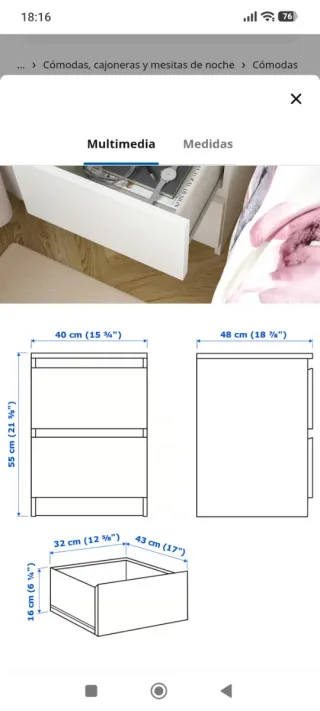 Mesita cómoda Ikea blanca