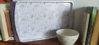 Juego Bandeja y Tazón Flores.