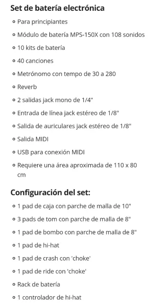 Batería Electrónica Millenium MPS-150X