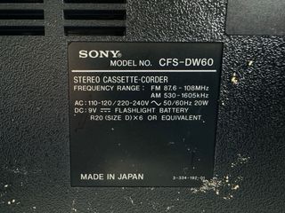 Sony CFS-DW60 Radio Cassette Boombox Doble