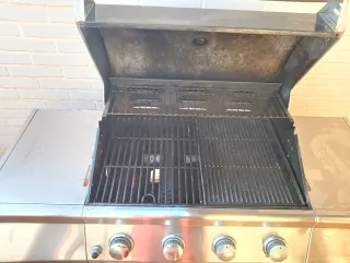 Barbacoa de gas negra y plateada