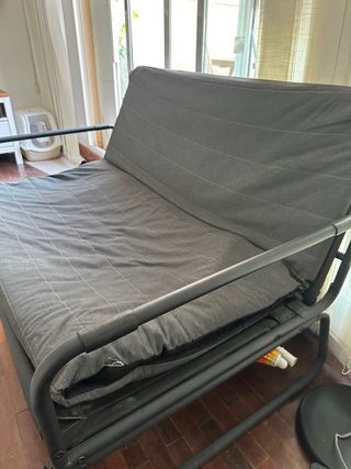 Sofá Cama Ikea Hammarn Negro/Gris