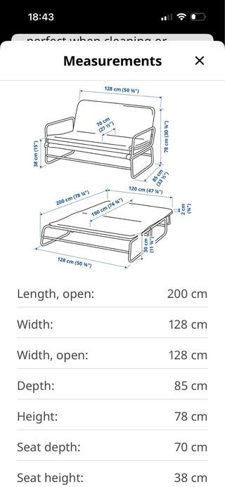 Sofá Cama Ikea Hammarn Negro/Gris