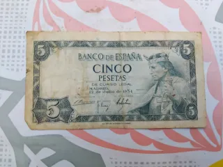 Billetes 1, 5 y 10 Pesetas Banco de España