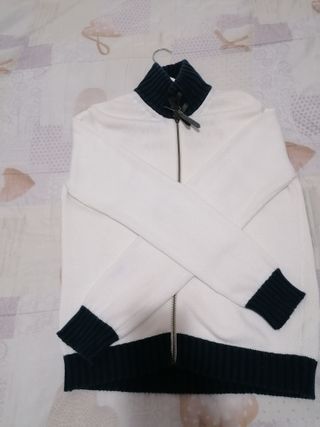 Maglia cotone uomo zip collo alto