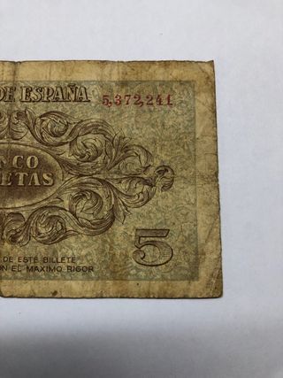 Billete 5 Pesetas Banco de España 1936