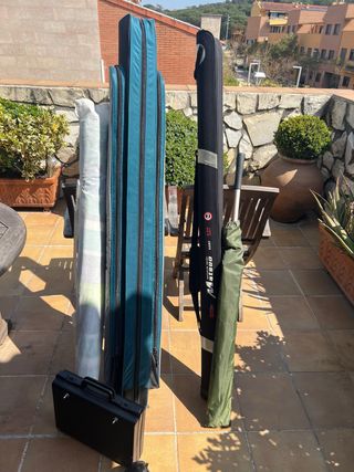 3 cañas surf casting Shimano y 3 carretes