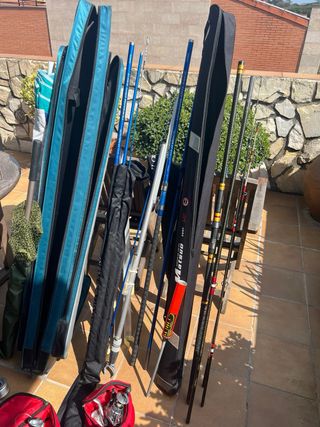 3 cañas surf casting Shimano y 3 carretes