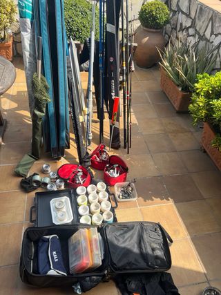 3 cañas surf casting Shimano y 3 carretes