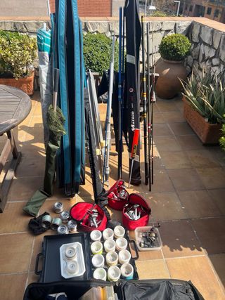 3 cañas surf casting Shimano y 3 carretes