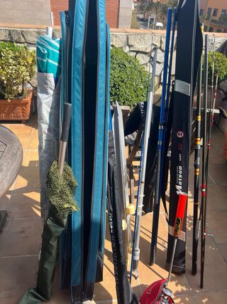 3 cañas surf casting Shimano y 3 carretes