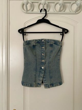 Top vaquero sin tirantes