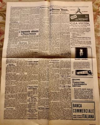 Pagina giornale fronte retro facsimile