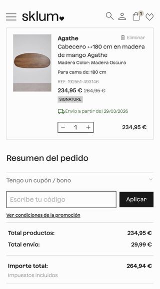Cabecero de madera Sklum NUEVO