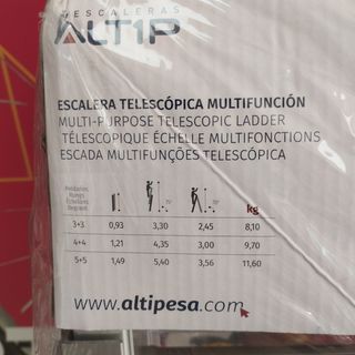 Escalera Telescópica Articulada Aluminio 4+4 Pestaña