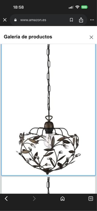 Lámpara de techo colgante metal con cristales