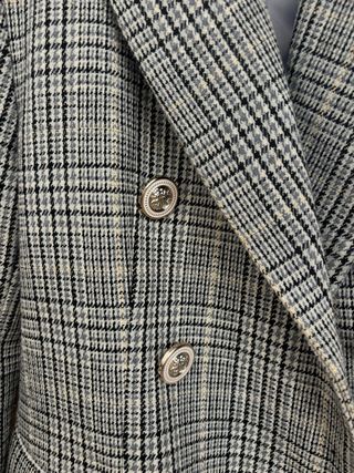 Chaqueta americana cuadros dorados y grises