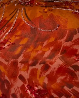 Vestido de Fiesta largo, de Seda y Pedrería