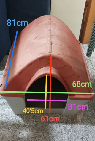 Caseta Perros Exterior Gris/Roja