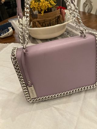 Borsa donna viola con catena argento