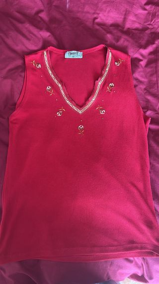 Camiseta sin mangas Commons roja bordada