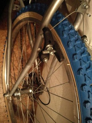 Bicicleta de montaña plateada