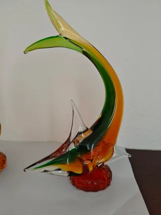 Pareja Delfines Cristal Murano Multicolor