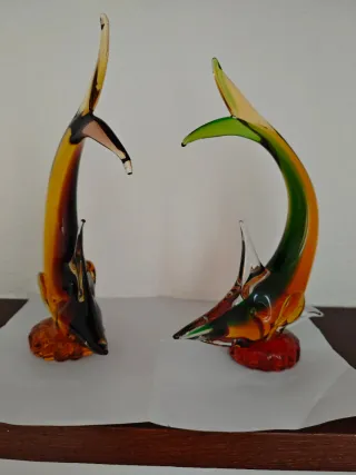 Pareja Delfines Cristal Murano Multicolor