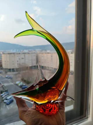 Pareja Delfines Cristal Murano Multicolor