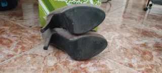 Botines ante tacón beige/marrón