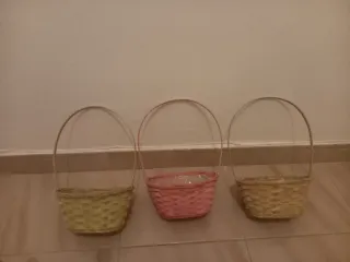 3 Cestas Decorativas Mimbre 2€ unidad