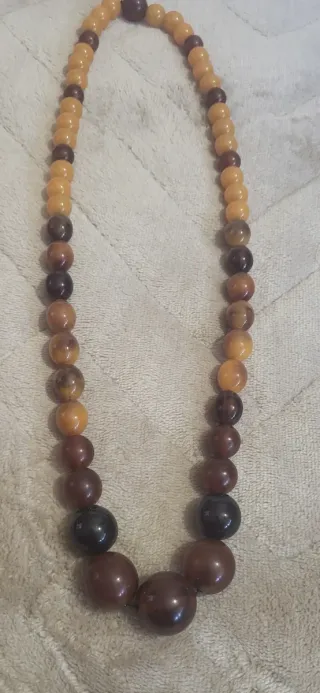Collar Ámbar y Baquelita Marrón Multicolor