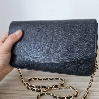 Bolso Cartera Chanel Piel Caviar Vintage Negro