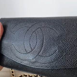 Bolso Cartera Chanel Piel Caviar Vintage Negro