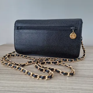 Bolso Cartera Chanel Piel Caviar Vintage Negro