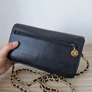 Bolso Cartera Chanel Piel Caviar Vintage Negro