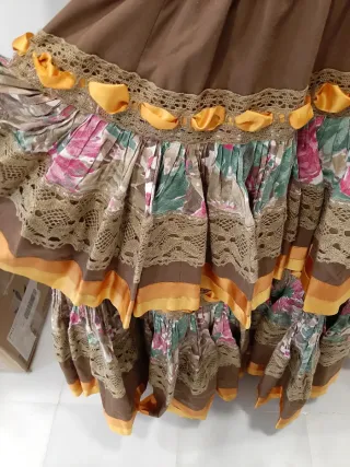 Traje Flamenca Marrón Multicolor