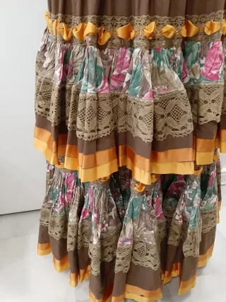 Traje Flamenca Marrón Multicolor