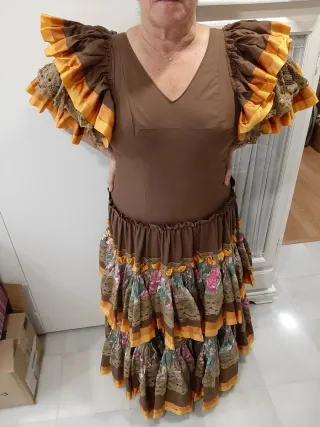 Traje Flamenca Marrón Multicolor
