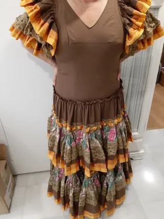 Traje Flamenca Marrón Multicolor
