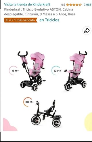 Triciclo Kinderkraft Evolutivo 5 en 1 Rosa