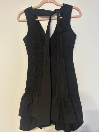 Vestido Zara Negro Fruncido Volantes