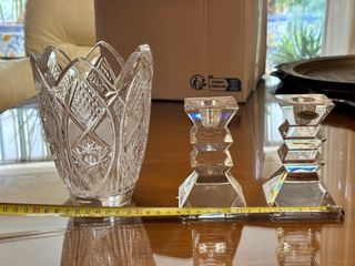 Lote Jarrón y Candelabros Cristal