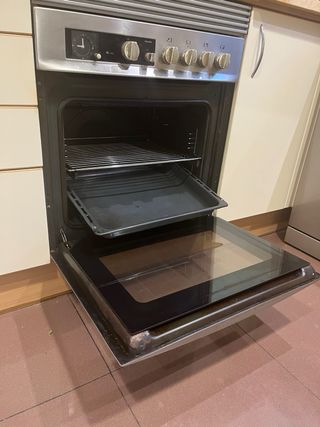 Vitroceramica y Horno con bandeja extensible.