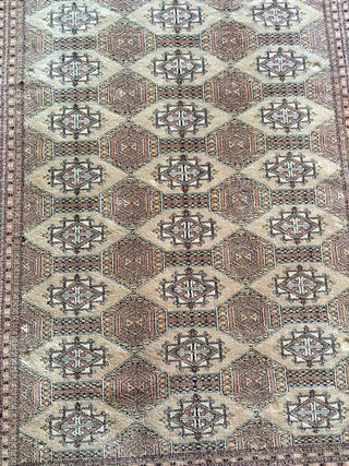 Alfombra persa lana beige y rosa