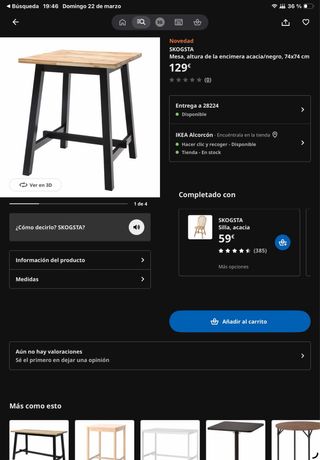 Mesa alta madera y metal IKEA