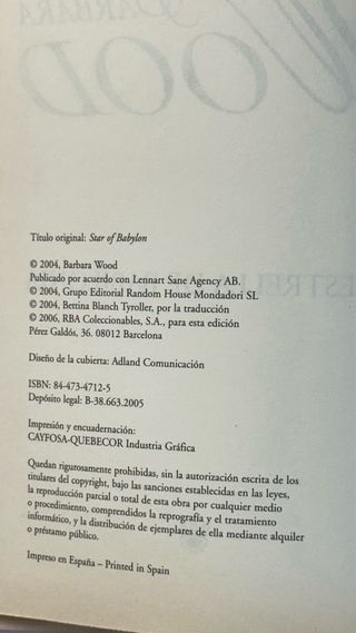 La estrella de Babilonia Barbara Wood novela