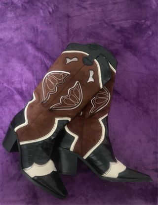 Botas Vaqueras Marrones y Negras Talla 36