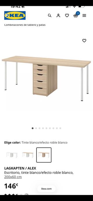 Escritorio IKEA LAGKAPTEN / ALEX 200x60 cm