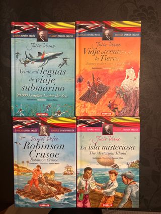 Libros Julio Verne y Daniel Defoe